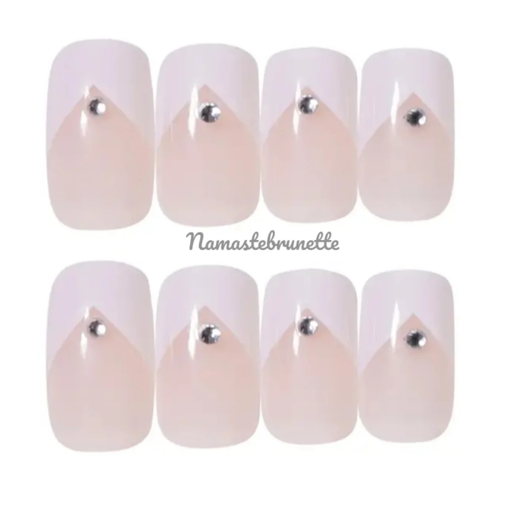 2/$16 Rhinestone French Manicure Press On Nails - Picture 5 of 12